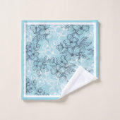 Flower Sketch Charcoal Grey and White  Bad Handdoek (Wasdoekje)