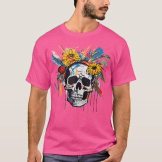 Flower Skull Punk Hedendaagse Pop Art Graffiti Fl T-shirt