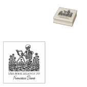 Flower Skull Reading Bookplate Rubberstempel (Gestempeld)