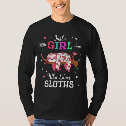 Flower Sloth Shirt gewoon een meisje dat van luiaa (Voorkant)