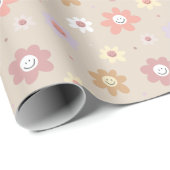 Flower Smiley Wrapping Paper Cadeaupapier (Rol Hoek)
