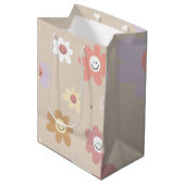 Flower Smiley Wrapping Paper Medium Cadeauzakje (Voorkant Gekanteld)