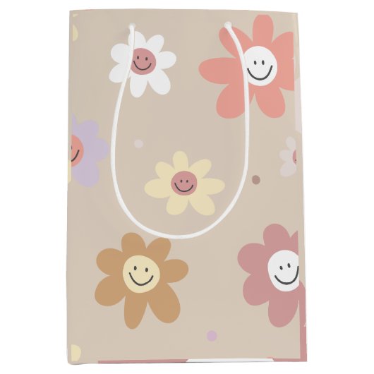 Flower Smiley Wrapping Paper Medium Cadeauzakje (Voorkant)