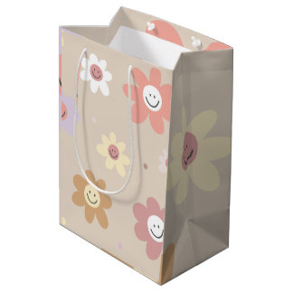 Flower Smiley Wrapping Paper Medium Cadeauzakje