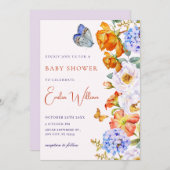 Flower Spring Garden Butterfly baby shower Kaart (Voorkant / Achterkant)