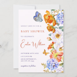 Flower Spring Garden Butterfly baby shower Kaart