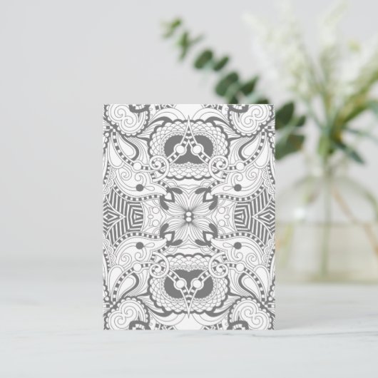 Flower Square Doodle Briefkaart (Staand voorkant)