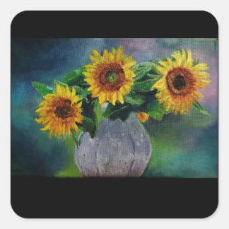 flower sticker/label vierkante sticker