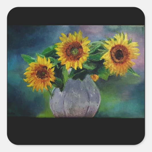 flower sticker/label vierkante sticker (Voorkant)