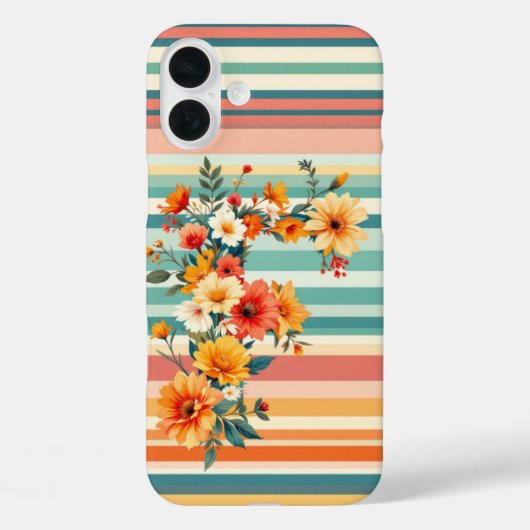 Flower Stripes Retro (F) Case-Mate iPhone Case (Achterkant)