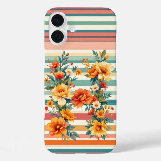 Flower Stripes Retro (H) Case-Mate iPhone Case (Achterkant)