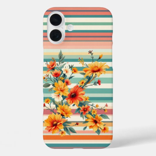 Flower Stripes Retro (K) Case-Mate iPhone Case (Achterkant)