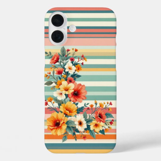 Flower Stripes Retro (L) Case-Mate iPhone Case (Achterkant)