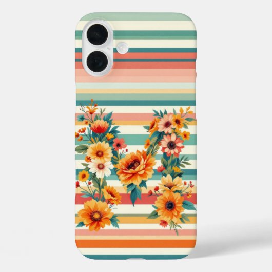 Flower Stripes Retro (M) Case-Mate iPhone Case (Achterkant)