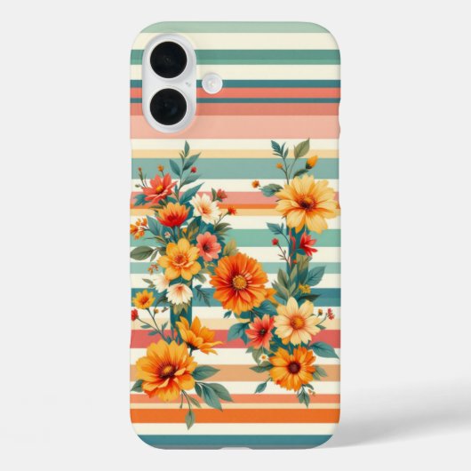 Flower Stripes Retro (N) Case-Mate iPhone Case (Achterkant)