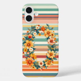 Flower Stripes Retro (O) iPhone 16 Plus Hoesje