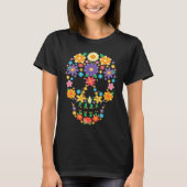 Flower Sugar Skull Halloween Day of Dead  Costume  T-shirt (Voorkant)