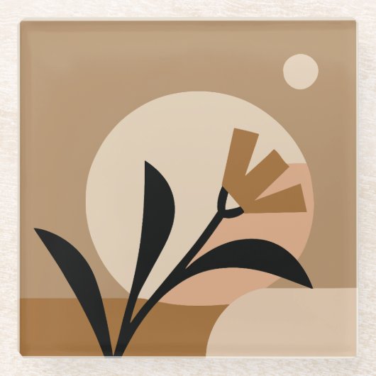 Flower Sun Boho Glazen Onderzetter (Voorkant)