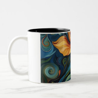 Flower Swirls Digital Art Design Tweekleurige Koffiemok