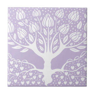 Flower Tree - Lila Paarse Beardsley Harten Tegeltje