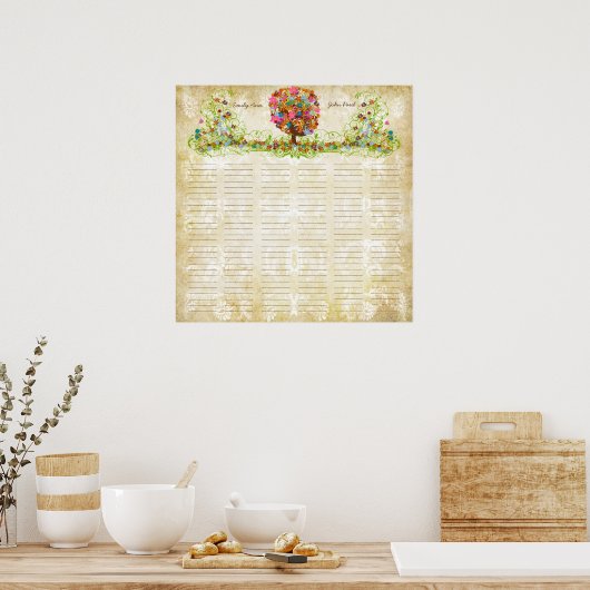 Flower Tree Print Quaker Wedding Certificate (Keuken)