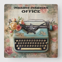 Flower  Typewriter wandklok