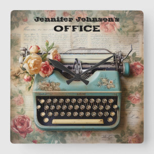 Flower Typewriter wandklok