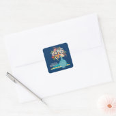 Flower Vaas Elegant Stijlvol Blauw Vierkante Sticker (Envelop)