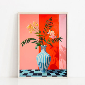 Flower Vase Art Print, Abstract Still Life Oil Pai Poster