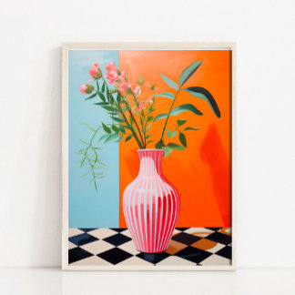 Flower Vase Art Print, Abstract Still Life Oil Pai Poster