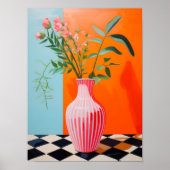 Flower Vase Art Print, Abstract Still Life Oil Pai Poster (Voorkant)
