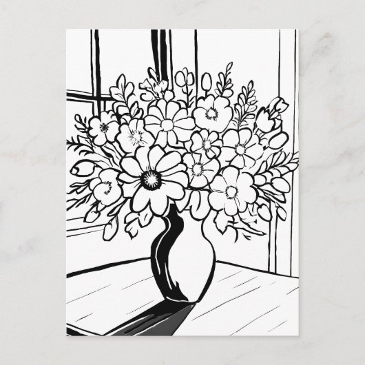 Flower Vase Simplistic Sketch Briefkaart (Voorkant)