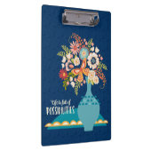 Flower Vase Stijlvol Blauw Inspirerend Quote Klembord (Rechts)