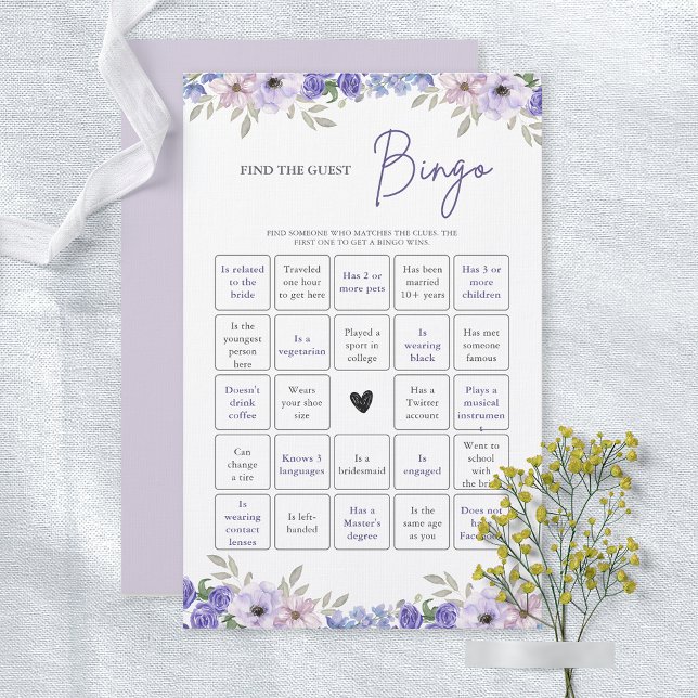 Flower Vind het Guest Bingo Vrijgezellenfeest spel (Flower Find the Guest Bingo Bridal Shower Game)