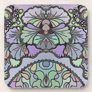 Flower vintage mosaic purple pansy floral elegant bier onderzetter