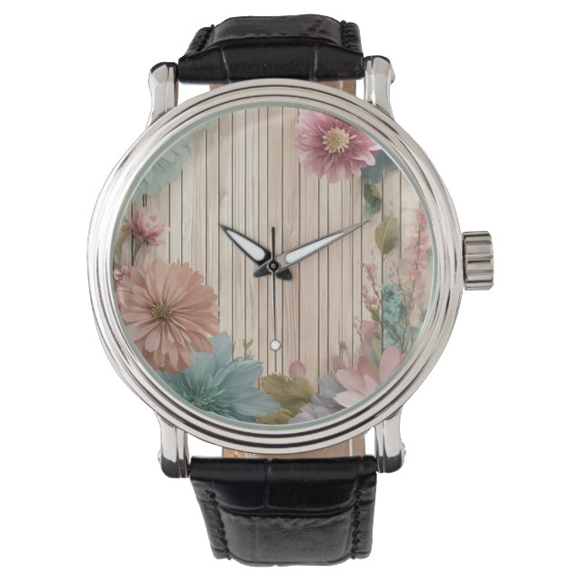 Flower Wallpaper Watch Uniek horloge (Voorkant)