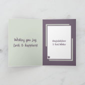 Flower Wedding Gefeliciteerd groen paarse Kaart (Binnen)