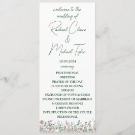Flower Wedding Platte Programma Programmakaart