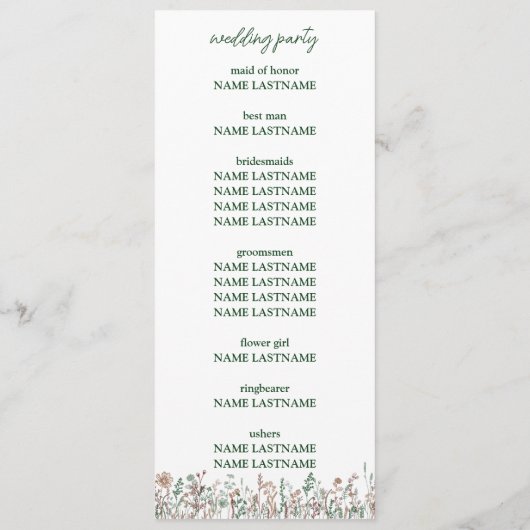 Flower Wedding Platte Programma Programmakaart (Achterkant)