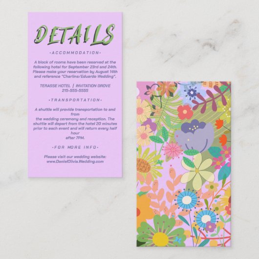 Flower Wedding Programma's Visitekaartje (Voorkant / Achterkant)