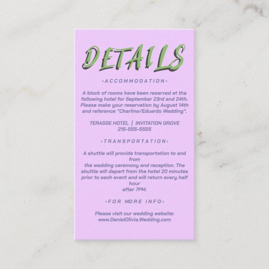 Flower Wedding Programma's Visitekaartje (Voorkant)