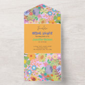 Flower Wedding Vrijgezellenfeest All In One Uitnodiging (Binnen)