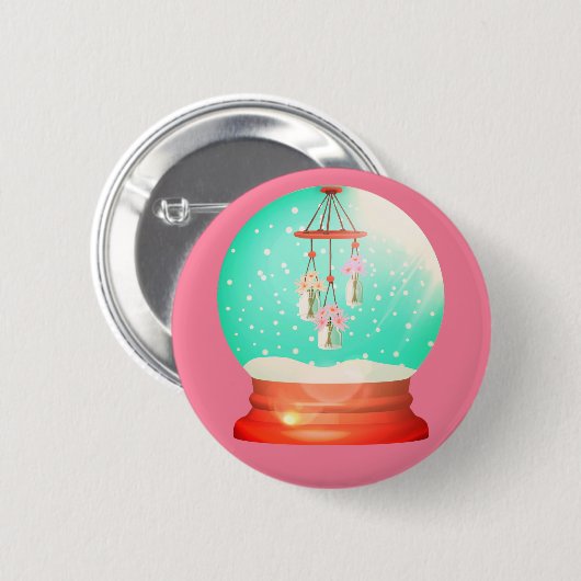 Flower windchime Snow wereldbol schattig winterroz Ronde Button 5,7 Cm (Voorkant /achterkant)