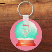 Flower windchime Snow wereldbol schattig winterroz Sleutelhanger (Voorkant)