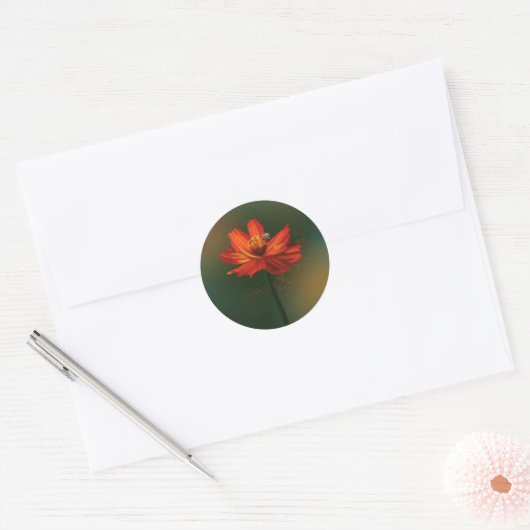 Flower with bee ronde sticker (Envelop)