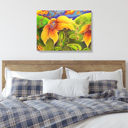 Flower Worlds verpakt canvas (Insitu (Slaapkamer))