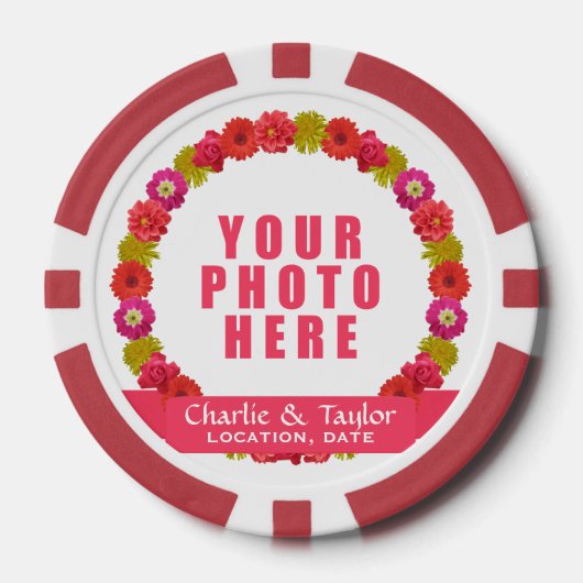 Flower Wreath aangepaste foto & tekst poker chips (Voorkant)