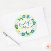 Flower Wreath Baby shower blauw Ronde Sticker (Envelop)