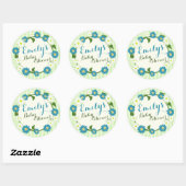 Flower Wreath Baby shower blauw Ronde Sticker (Vel)