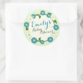 Flower Wreath Baby shower blauw Ronde Sticker (Tas)